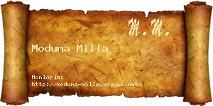 Moduna Milla névjegykártya